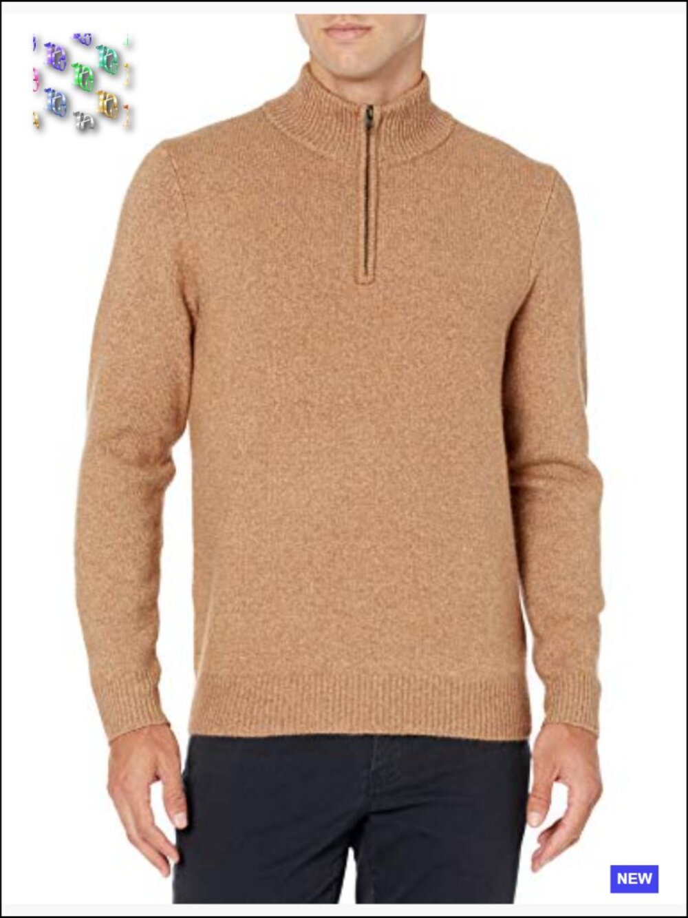 Men's Long-Sleeve Quarter-Zip Pullover Sweater Soft Touch Midweight Relaxed Fit - Picture 2 of 7